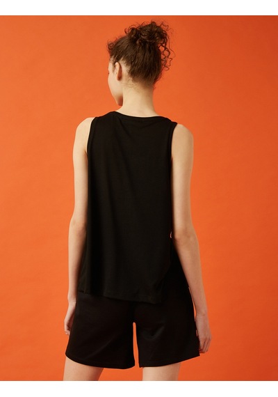 Koton Çizgili Atlet Basic Halter Yaka Tanktop Siyah 1yal38234ık
