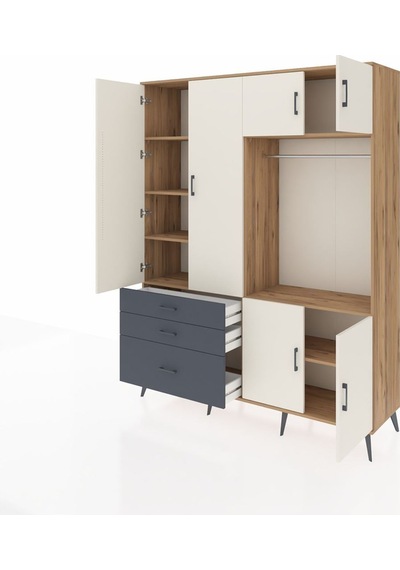 Hyperion Gardrop 7 Raflı 3 Çekmeceli Tek Askılı 176x44x221 Çam-aytaşı/antrasit Aytaşı/antrasit Hyperion Gardrop 7 Raflı 3 Çekmeceli Tek Askılı 176x44x221 Çam-aytaşı/antrasit Aytaşı/antrasit