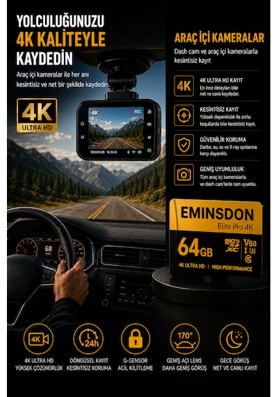 Elite Pro 64gb Hafıza Kartı 4k Drone Araç Aksiyon Telefon Ev Kamerasıyla Uyumlu