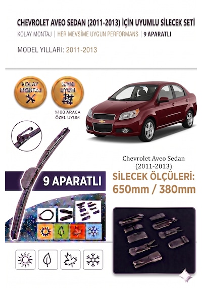 Chevrolet Aveo Sedan Ön Cam Silecek Takımı 2011-2013