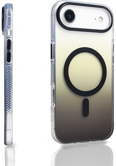 Apple Uyumlu iPhone 17 Air Kılıf Transparan Renk Geçişli M-safe Şarj Özellikli Toros Kapak Siyah