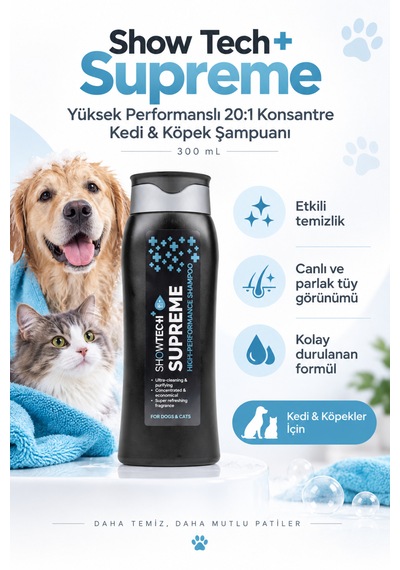 Showtech Supreme Yüksek Performanslı Köpek Ve Kedi Şampuanı 300 Ml - 20:1 Konsantre