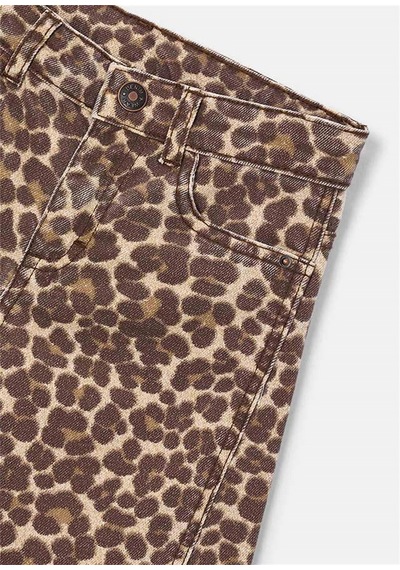 Mayoral Kız Çocuk Leopar Desenli Gabardin Pantolon Kahverengi 451