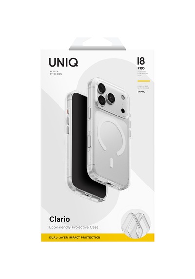 Apple iPhone Uyumlu 18 Pro Kılıf Clario Doğaya Duyarlı Geridönüştürülmüş 4 Metreden Düşmeye Dayanıklı Kapak Şeffaf
