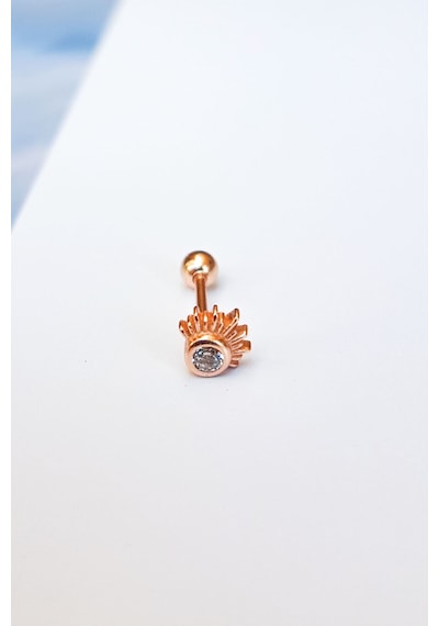 Tekli Tek Taş Star Gümüş Piercing Küpe-6839 Gümüş