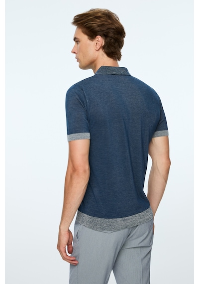 Morven Erkek İndigo Trend Polo Yaka Tencel Triko T-shirt 26ys018024308 İndigo
