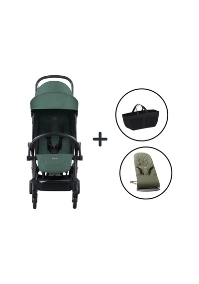 Babybjörn  Bliss Ana Kucağı Petal Woven Anthracite & Bumprider Connect³ Black-olive Bebek Arabası - Yan Düzenleyici Çanta