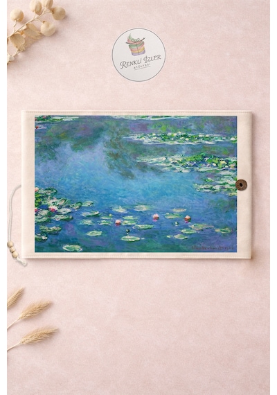 Kitap Kılıfı Ve Metal Kitap Ayracı Seti Claude Monet Nilüferler