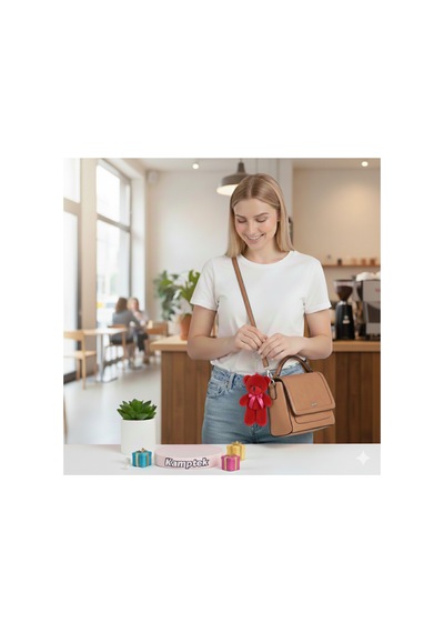Peluş Tasarım Anahtarlık Aksesuar Ayıcık Hediyelik Anahtarlık Kırmızı Kırmızı