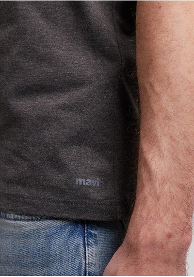 Mavi Erkek Stretch V Yaka Tişört Koyu Gri Melanj 061748-24398 Gri