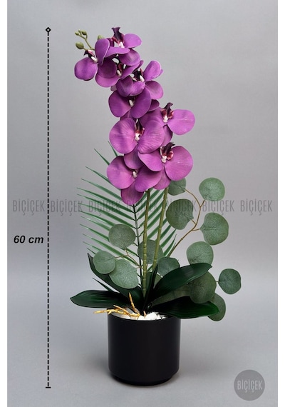 Yapay Phalaenopsi S Mor Orki De 60 Cm Siyah
