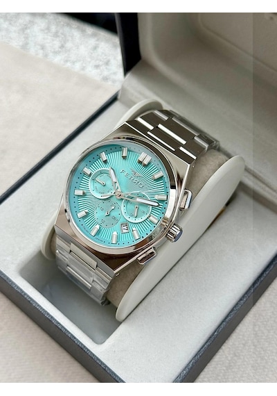 Ferro Fm43027a-a15 Quartz Çelik Gri Turkuaz Kadran 42 Mm Erkek Kol Saati Gri