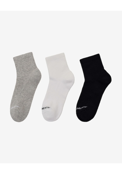 Skechers 3'lü Paket Sport Yarı Destekli Bilek Üstü Çorap Unisex Siyah-beyaz-gri Çorap S2520320-3474