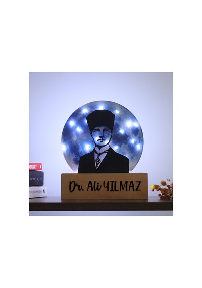 Led Işıklı Pleksi Dolunay Kişiselleştirilebilir Dekoratif Biblo Atatürk Portre Anahtar Askılığı Mavi - 737347614 Mavi