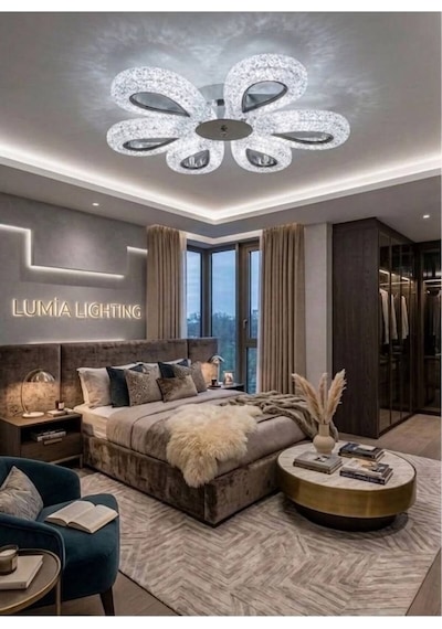 LumiaLighting Damla Model 6"lı Gümüş Kumandalı 3 Renk Modu Ledli Modern Plafonyer Salon Mutfak Çocuk Yatak Odası Led Avize