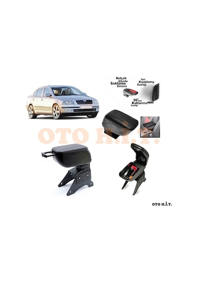 Skoda Octavia 06-10 Uyumlu Kol Dayama Ve Kolçak Sürgülü Bardaklık
