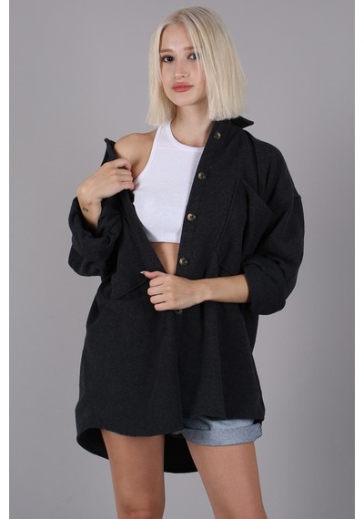 Madmext Antrasit Oversize Gömlek Ceket Mg1562 Antrasit