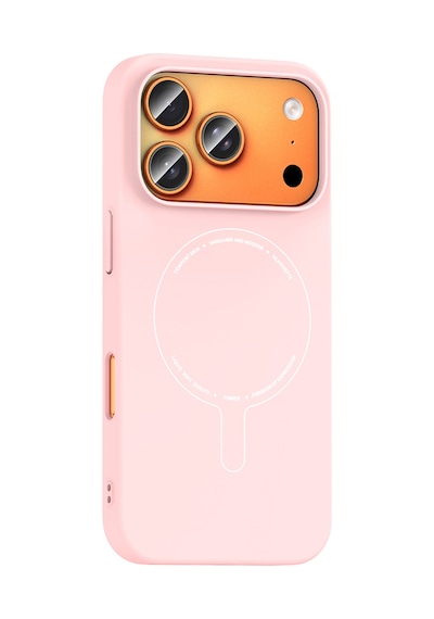 Maks Technology iPhone Uyumlu 17 Pro Kılıf M-safe Şarj Özellikli Kamera Korumalı Mkst Elio Sert Pc Kapak - Açık Pembe