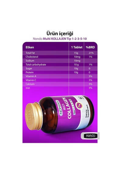 Multi Kolajen 60 Tablet 5 Çeşit Kolajen 1-2-3-5-10 Hyalüronik Asit Biotin Selenyum Çinko