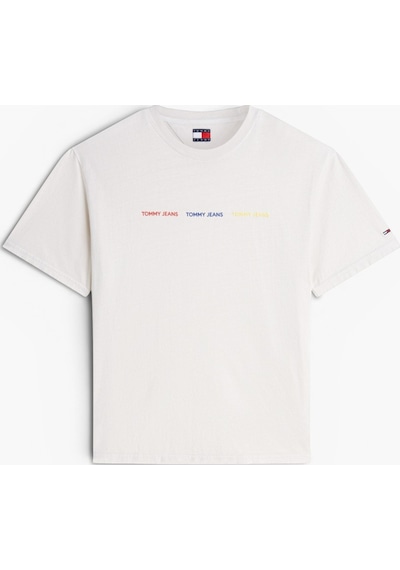 Tommy Hilfiger Tjm Reg Tj Repeat Ss Tee Erkek Beyaz T-shirt - Dm0dm23180
