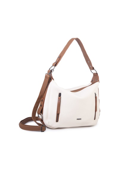 Nas Bag Çok Gözlü Kadın Omuz Ve Çapraz Çanta 33x25 Cm Krem Taba Victoria