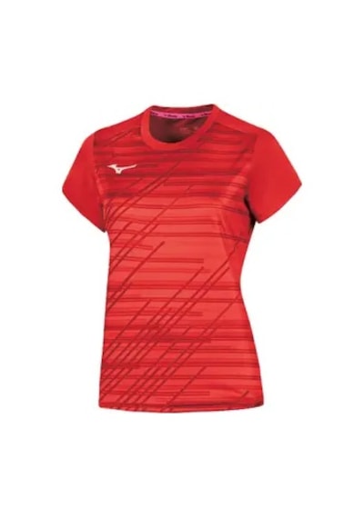 Mizuno Chiba Tee Kadın Tişört Kırmızı Çok Renkli