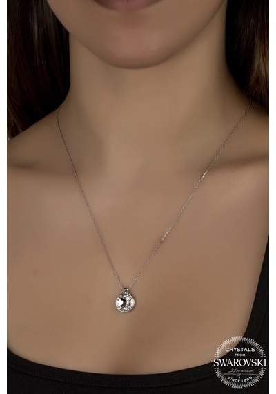 Union Swarovski Crystal Kadın 10 Mm Çerveli Gümüş Kolye