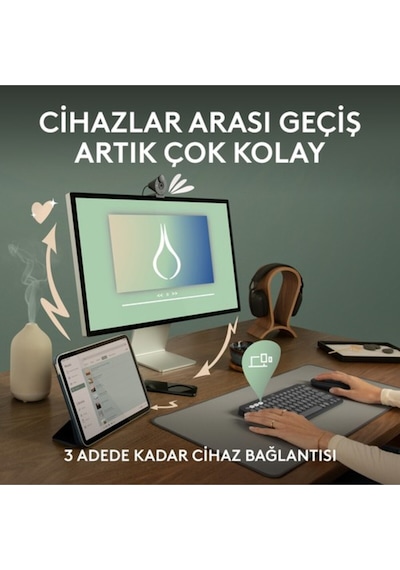 Logitech K380s Pebble Keys 2 Çoklu Cihaz Özellikli Bluetooth Türkçe Q Klavye - Pembe