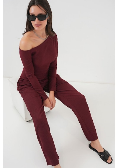 6708 Düşük Omuz Alt Üst Takım - Bordo Bordo