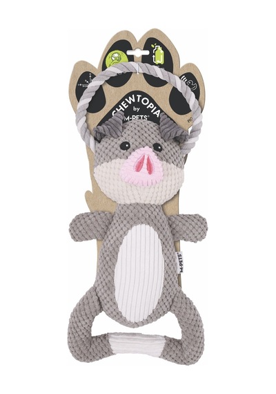 M-pets Eco Chewtopia Domuz Peluş Kedi Ve Köpek Oyuncağı 34x19x8 Cm Gri