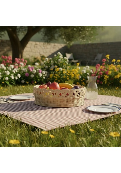 El Yapımı Doğal Rattan Sepet Ekmek Sepeti Meyve Sepeti Rattan0001 Bej