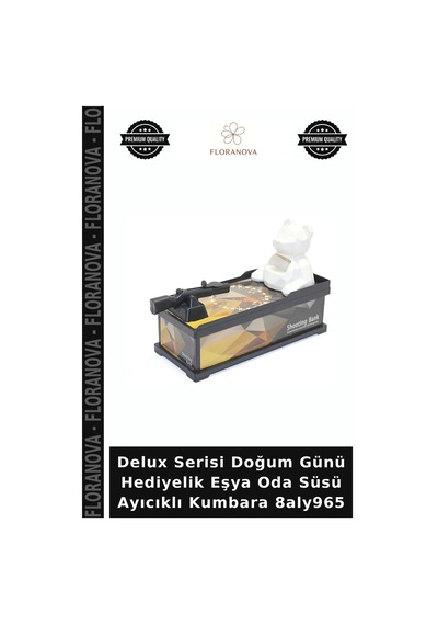 Delux Serisi Doğum Günü Hediyelik Eşya Oda Süsü Ayıcıklı Kumbara 8aly965
