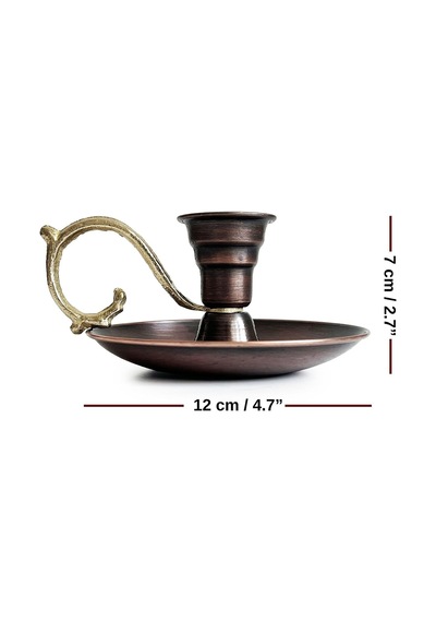 Turna Bakır Elit Mumluk & El Şamdanı Kendinden Iğneli Mum Hediyeli Oksit Turna2619-3 Çok Renkli