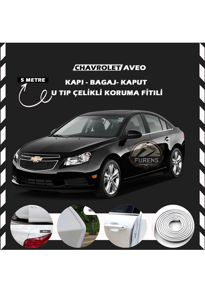 Chevrolet Oto Araç Kapı Koruma Fitili 5metre Parlak Beyaz Renk