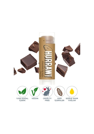 Hurraw Chocolate Lip Balm - Çikolata 4.8 Gr