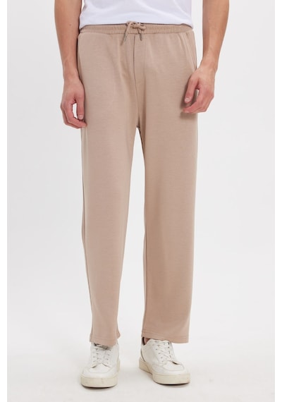 Tudors Erkek Koyu Vizon Baggy Fit Rahat Kesim Modal Kumaş Soft Doku Beli Bağcıklı Yan Cepli Eşofman Altı-46293