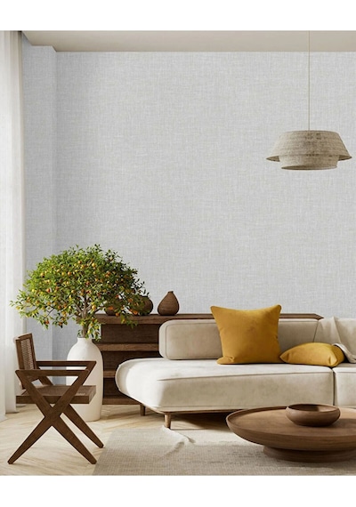 Adawall Muse Koleksiyonu- 25104-2 Krem Keten Efektli Modern Duvar Kağıdı 1.06x15.6m, 16.5m²