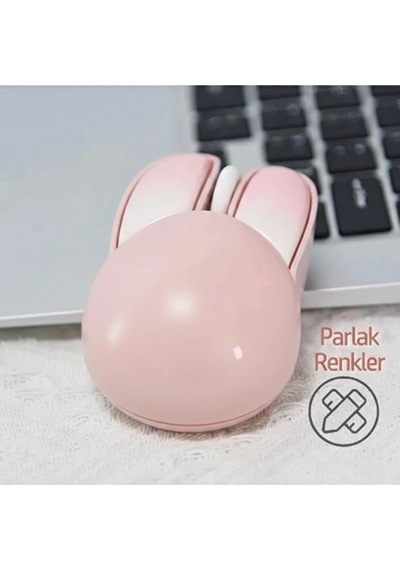 Tavşan Figürlü Kablosuz Mouse Pil Dahil Etiket Hediyeli Pembe Görselde Mevcut