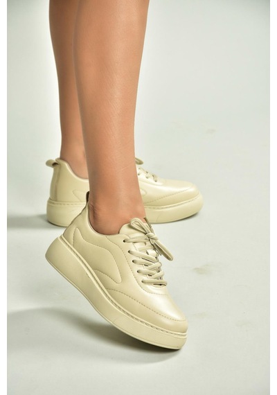 Fox Shoes U555250603 Bej Hakiki Deri Spor Ayakkabı Sneakers Bej-hakiki Deri