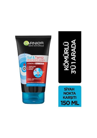 Garnier Saf & Temiz Siyah Nokta Karşıtı Kömürlü 3'Ü 1 Arada 150 ML