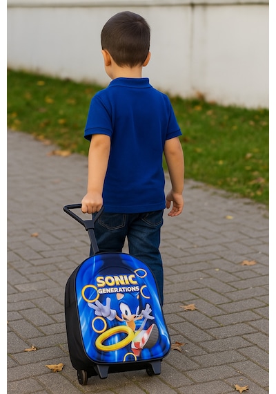 Newfull Çekçekli Sonic Erkek Anaokul Sırt Çantası-mavi Siyah