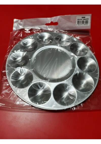 Rich Palet Yuvarlak Büyük Boy Paslanmaz Metal 10 Gödeli 17cm Ebat