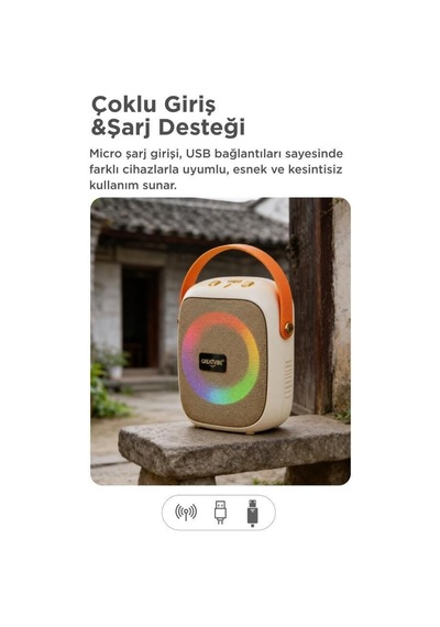 Premium Bluetooth Hoparlör Gts-1679 Siyah Müzik Işıklı Cihaz Medya Cihazı
