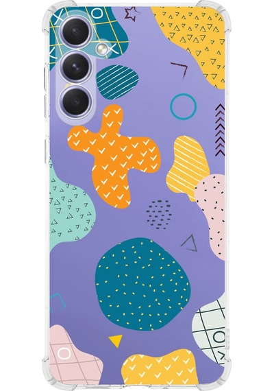 Samsung Galaxy M35 İle Uyumlu Geometrik Şekiller Baskılı Şeffaf Köşe Korumalı Antişok Kılıf