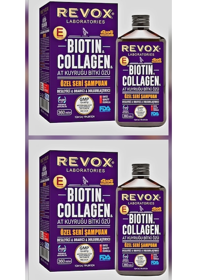 Revox Biotin Kolajen At Kuyruğu Şampuan Besleyici Onarıcı Dolgunlaştırıcı 2 X 360 Ml Tüm Saç Tipleri