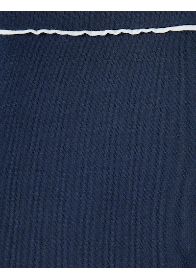 Koton Pamuk Karışımlı Uzun Kollu Biyeli Bisiklet Yaka Sweatshirt Lacivert 5wam70258mk Lacivert