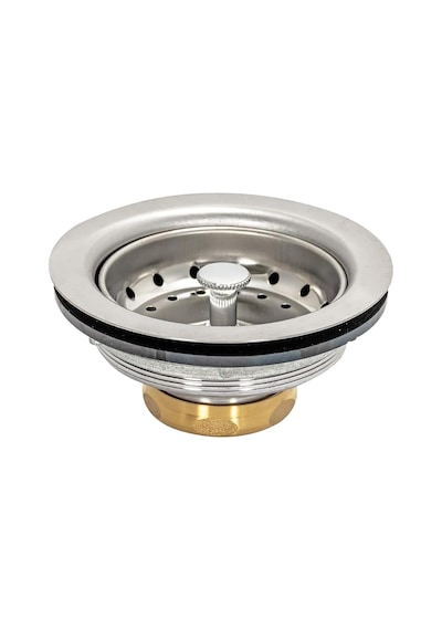 Ez-flo Mutfak Lavabo Süzgeci 30003, Pirinç Eklemli, Paslanmaz Çelik Sepet, 8.9-10.2 Cm Açıklık