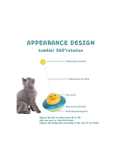 Kedi Oyuncağı 360 Dönen Ördek Şekilli İnteraktif Atıştırmalık Dispenserli Zeka Geliştirici Kedi Eğitim Oyuncağı Dayanıklı Ve Kolay Temizlenebilir Kaymaz Tabanlı