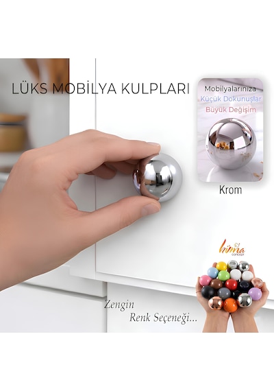Sert Plastik Düğme Yuvarlak Top Krom Dolap Mobilya Mutfak Dolabı Çekmece Kulbu Kulpu Kulplar