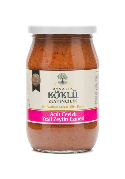Köklü Acılı Cevizli Yeşil Zeytin Ezmesi 360 Gr